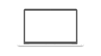 mockup expensive white laptop or computer monitor with blank white monitor on white blank background. 3d render. MacBook Pro