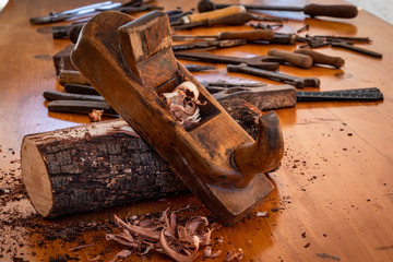 Old rusty tools for working with wood