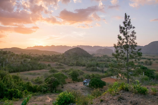 Scenics of Valle de Vinales at sunset, Pinar del Rio, Cuba