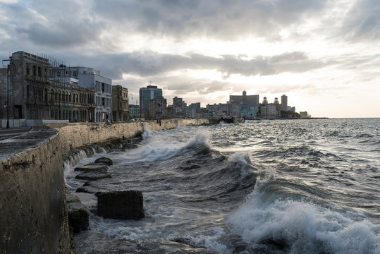 Malecon at dusk, Havana, Cuba