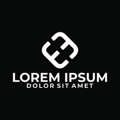 Obraz premium Inital letter H, EE or E3 logo template with simple negative space illustration in flat design monogram symbol