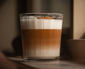 Glass of Warm Latte Coffee