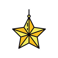 EID mubarak concept, star ornament icon, line and fill style