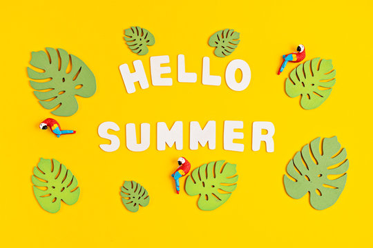 Hello summer text. Summer vacations and beach holidays in tropical countries