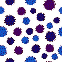 Virus covid-19. Seamless pattern with a  blue purple coronavirus.  Microbes on a white background.