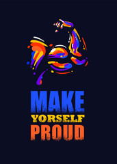 Fototapeta premium Make Yourself Proud. Inspiring Sport Workout Typography Quote Banner On Textured Background. Gym Motivation Print