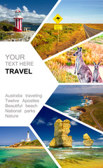 Photo collage of Australia. Great Ocean Road. Twelve Apostles. Travel