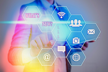 Word writing text What S New Question. Business photo showcasing Asking about latest Updates Trends Happening News
