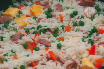 Rice three delights in the frying pan