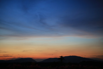 Natural background, Sunset sky above mountains., Twilight sky over mountain 