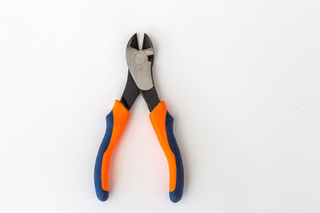 Side cutters on white background.
