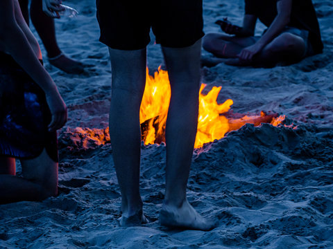 Photograph taken on the beach of Levante de Santa Pola, Alicante, Spain, during the popular celebration of the bonfires of San Juan