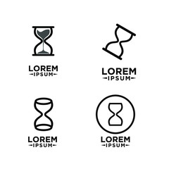 set collection sand glass hour black luxury logo icon design vector