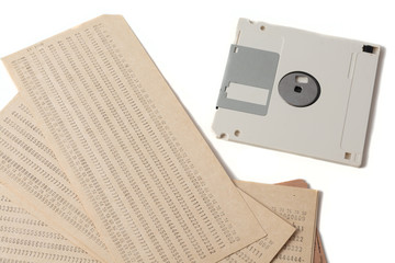 Punched card with floppy disk isolated