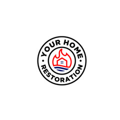 white background home restoration logo icon design
