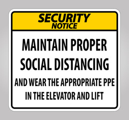 Security Notice Maintain Proper Social Distancing Sign Isolate On White Background,Vector Illustration EPS.10