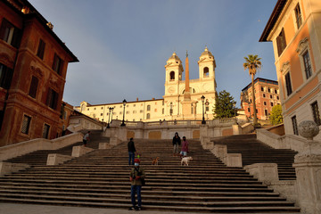 View of the Trinita dei Monti without tourists due to the phase 2 of lockdown