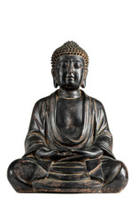 A small replica statue of The Buddha on white