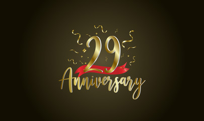 Anniversary celebration background. with the 29th number in gold and with the words golden anniversary celebration.