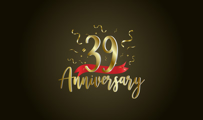 Anniversary celebration background. with the 39th number in gold and with the words golden anniversary celebration.
