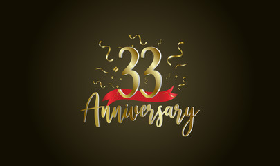 Anniversary celebration background. with the 33rd number in gold and with the words golden anniversary celebration.