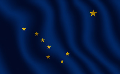 Image of the waving flag American state Alaska (3D rendering) 