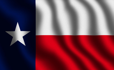 Image of the waving flag American state Texas (3D rendering)