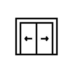 automatic opening door icon, modern entrance door icon in linear style on white background