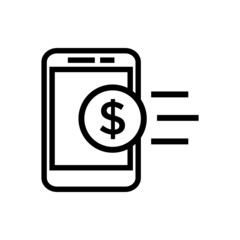 cashback icon, money refund on smartphone icon in linear style on white background