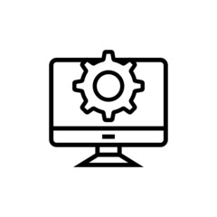 computer update system icon in linear style on white background
