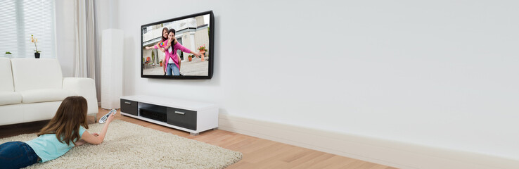 Girl Watching Movie On Television