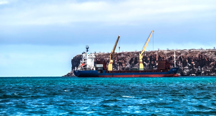 boat on the sea, oil liner, ocean, ship, commercial, island, tanker, cargo, port, vessel,...