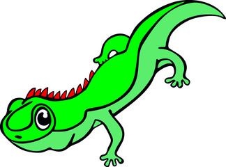 Iguana. Animal in cartoon style. Vector template for design T-shirts. Fashion graphic for apparel. Character image iguana for children's magazines and preschool institution