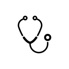 Medical, Stethoscope icon in flat design in black flat design on white background