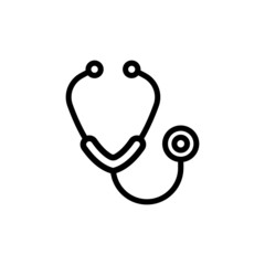 Medical, Stethoscope icon in flat design in linear style on white background
