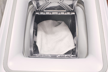 white rag vertical washing machine white .close up