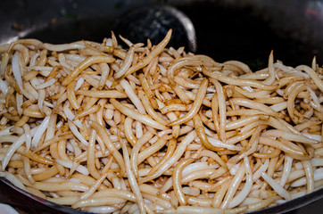 Banh Tam bi - Vietnamese rice Noodles at market in Phnom Penh, Cambodia