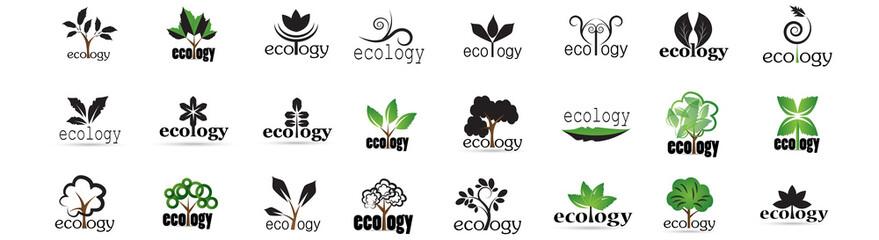 Collection Of Eco And Organic Logo Set - Isolated On White Background - Vector. Eco And Organic Logo Useful For Leaf Icon, Ecology Logo, Eco Symbol And Template Design. Ecology Tree Icons