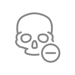Skull with minus line icon. Bone structure of the head, cranium symbol