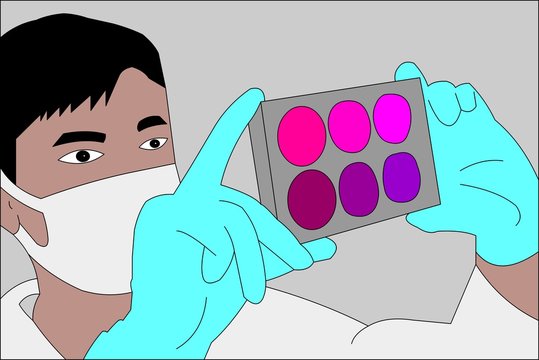 Coronavirus researcher looking at in vitro results