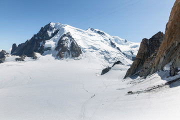 Mont Blanc three mounts route (par les 3 monts) over Mont-blanc du Tacul, Mont Maudit and the main...