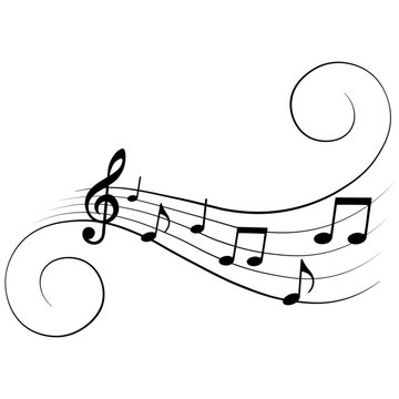 Music notes, ornamental musical design element, vector illustration.