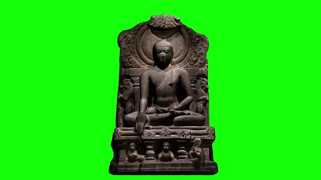Buddha figure buddhist, rotating on green screen Alpha Footage included