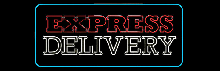 Support small business essential workers neon sign express delivery banner