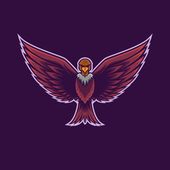 flying condor bird mascot logo. bird of prey mascot