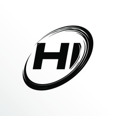 Initial Letter HI Brush Effect Logo Design	
