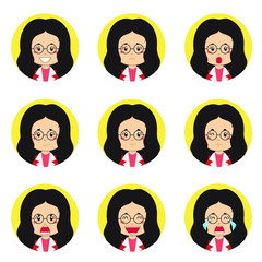 Business Woman Avatar With Various Expression