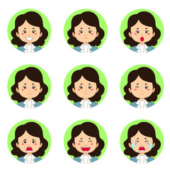 Businesswoman Avatar With Various Expression