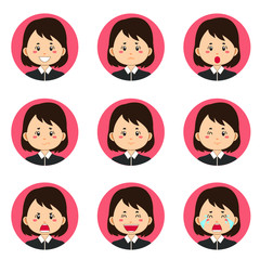 Businesswoman Avatar With Various Expression