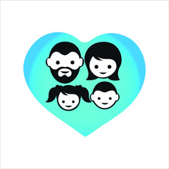 Obraz na płótnie Canvas Family Icon in Trendy Flat Style. Happy Family Icon. Two Children, Dad and Mom. Vector Can be Used as Logotype.